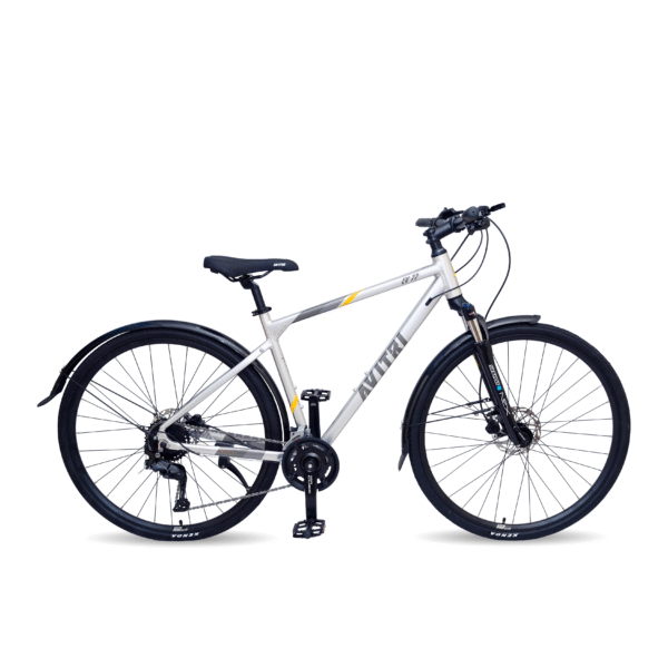 EV77-700C Single Speed Front Suspension Disc Brake Non IBC Silver 700 Adult-Hybrid Cycle